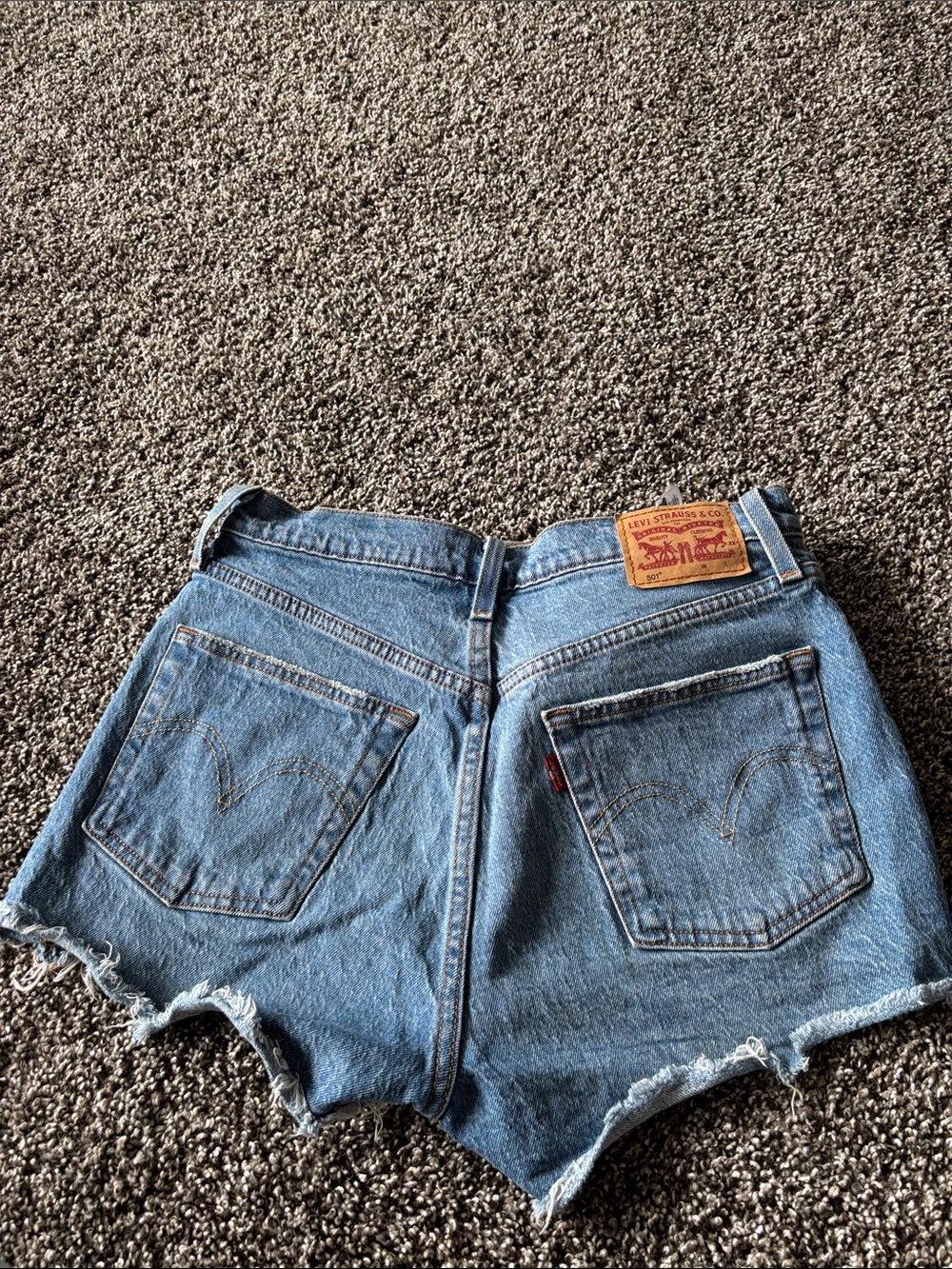 Levi's Light Blue Distressed Denim Cutoff Shorts - Picture 2 of 3
